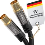 Câble Antenne TV 4K, Câble Coaxial 1 m Câble TV numérique et analogique, connecteurs métalliques Disponible en 0,5-20 m (Fiche à prise, pour DVB-C/DVB-T/DVB-S, noir)