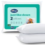 Silentnight Just Like Down Pillow - Hotel Bed Sleep Pillows Cuddle Support Pillow Pair - Machine Washable Soft Comfy Pillows,2 Count (Pack of 1), White