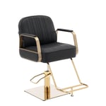 Fauteuil de coiffeur avec repose-pieds - 56 - 73 cm - 200 kg - Noir / Doré Faute