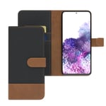 For Samsung Galaxy S20 Plus / 5G Flip Case Denim Cover Card Slot Black