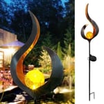 Lampe Solaire Flamme Extérieur LED Rétro Fer Bronze Soleil Jardin Paysage Lampadaire Décoration Fête Jardin Pelouse Etanche  -MAX