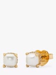 kate spade new york Little Luxuries Glass Pearl Square Stud Earrings, Gold/Cream