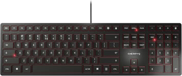 KC 6000 SLIM, clavier au design ultra-plat, layout US International (QWERTY), filaire (connexion USB-A), silencieux, durable, marquage des touches, noir