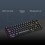 K508 Clavier Gaming Sans Fil Compact Tkl 65% (Azerty Fr)-Via Bluetooth,2.4G/ Type-C-Pour Ps4/Ps5/Pc/Mac-Rétroéclairage Rgb-68 Touches-23 Touches Anti-Ghosting-Noir (2024)