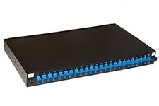 Connetto - Panneau Fibre Optique 19" avec 24 adaptateurs SC simplex singlemode Profondeur 250 mm avec Cochon installés Couleur Noire