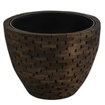 Dehner Premium Milan Pot de Fleurs avec Pot intérieur, Ø 32 cm, Hauteur 30 cm, Bois/Plastique, Marron