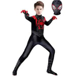 Kids Miles Morales Kostym Spider-Man Cosplay Halloween Set zy 120cm