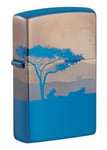 Zippo Briquet tempête Lion in The Savanna, 360° Photo Image High Polish Blue Rechargeable dans Un Coffret Cadeau de Haute qualité 60005339 Normal