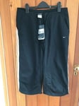 nike dri fit black orange white stripe studio 72 cropped sports trousers uk 10 