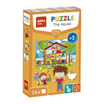 Apli kids 18747-Puzzle éducatif sur Le thème de la Maison – Jeux d’éveil-Âge recommandé : +3 ans-24 Pièces de 7x7 cm-Le Puzzle assemblé Mesure 42x28 cm, 18747