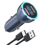 USB Car Charger Adapter 36W Dual QC3.0 Port USB Socket Car Phone Charger Fast Charge with Type C Cable, Car Phone Adapter Accessories for iPhone 15 14 13 Pro Max Samsung Galaxy S23 S22 S21 iPad Xiaomi