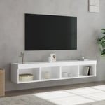 TV-bänk med LED-belysning 2 st vit 80x30x30 cm