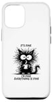 Coque pour iPhone 12/12 Pro Cute Black Cat It's Fine I'm Fine Everything Is Fine Funny