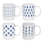 4Pcs Coffee Mugs Tea Cups Set Stoneware Scandinavian White Blue Hot Drinks 325ml