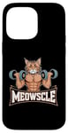 Coque pour iPhone 14 Pro Max Meowscle Gym Cat T-shirt d'entraînement amusant pour les amoureux des chats