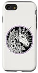 iPhone SE (2020) / 7 / 8 Unicorn in Black White Purple Hibiscus Roses Champion Wreath Case