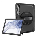 Armor-X Samsung Galaxy Tab S9 FE Skal Rainproof Rugged Case Hand Strap Kickstand