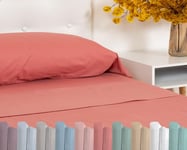 TRAMAS+ Drap Double 160x200, 100% Coton, Linge de lit, draps et 2 taies d'oreiller, Standard 100 by Oeko-TEX - Marsala