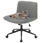 WOLTU Chaise de Bureau sans Accoudoir, Chaise de Bureau Ergonomique, Chaise Coiffeuse, Chaise à Roulette, Siège Pivotant en Velours, Hauteur Réglable, Gris Foncé BS160dgr