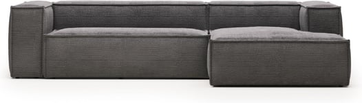 Blok, Chaiselong sofa, Højrevendt, grå, H69x300x174 cm, stof