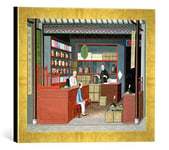 Kunst für Alle 'Encadré Image de Peinture Chinoise Ming-Tang Tea Store Dealing Fragrant Tender Leaf Tea Impression d'art dans Le Cadre de Haute qualité Photos Fait Main, 40 x 30 cm, Or Raya