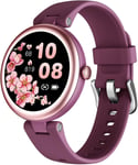 Montre Connectée Femme Petite Cadran 1.09 Pouce Ronde Elegante Sport Waterproof Frequence Cardiaque Spo2 Fond D Écran Personnalisé Compatible Iphone Samsung Xiaomi Huawei Violet(Q102)