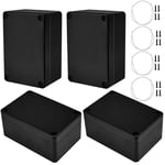 4PCS Boîte de Dérivation Etanche IP65 Boîtes de Jonction Noires Boîte de Projet Electronique Boîte de Connexion de Câblage Boite de Derivation Etanche Exterieur pour Composant Électronique