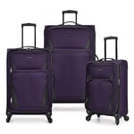 U.S. Traveler Aviron Bay Valise Extensible Souple avec roulettes pivotantes, Violet, 3 Piece Luggage, Aviron Bay Valise Extensible Souple avec roulettes pivotantes