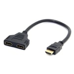 Câble doubleur convertisseur port HDMI 1080P mâle vers 2 port HDMI femelle Noir pour TV QLED Tcl 55C745 2023 55"-Visiodirect-