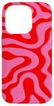 Coque pour iPhone 14 Pro Simple abstrait rose et rouge ondulé tourbillon