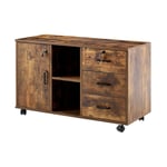 Caisson verrouillable à 3 tiroirs, Meuble rangement bureau avec compartiments ouverts,1 Rangement fermé,pour format A4, documents, support