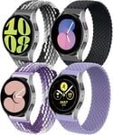 4 Pack Bracelet En Nylon Tressé Pour Samsung Galaxy Watch 7/6/5/4/5 Pro 40/42/44/46/45/43/47mm Strap 20mm Braided Solo Loop Bracelet Tissu En Nylon Élastique Band (Noir/Chocolat/Vi[Dzb135765]