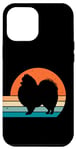 Coque pour iPhone 13 Pro Max Chien de Poméranie rétro vintage années 60 70 coucher de soleil