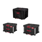 Milwaukee 4932480623 Black PACKOUT Cabinet & 2x 4932472129 PACKOUT 2 Drawer.