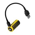 Pile Rechargeable via USB RCR123A 16340 NiteCore NL1665R 3,6V 650mAh (Cable non fourni)