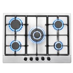 SNDOAS Plaque de Cuisson Gaz 5 Feux, Plaque Gaz avec Panneau en Acier Inoxydable, Sécurité Thermocouple, Convient pour le Gaz Naturel ou le Gaz Propane, 68cm, 10480 W, 220-240 V