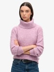 Superdry Brushed Rib Slouch Neck Jumper, Dusty Rose Twist