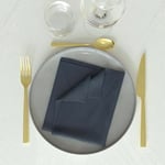Soleil d'ocre, Luxury Lot de 3 Serviettes de Table, Polyester, Bleu Nuit, 45x45 cm