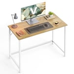 VASAGLE Bureau, Table, Poste de Travail, pour Bureau, Chambre, 50 x 100 x 76 cm, Style Moderne, Cadre en Métal, Couleur Chêne Naturel et Blanc Perle LWD041W70V1