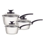 3 Pcs Stainless Steel  Saucepan Set