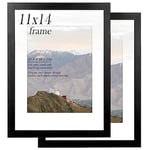 RUN HELIX 11x14 Picture Frame, 11x14 Frame Set of 2, 11x14 Black Frame with Mats, 11x14 Photo Frame for Wall Mount, Decorating Rooms, Keep Precious Memories! (Black)