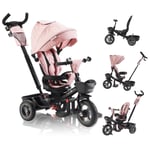 FableKids Noemi Tricycle 5 en 1 avec barre de poussée 18 mois jusqu'à 25 kg Rose