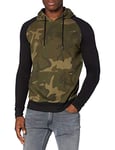 Urban Classics Men's Camo Contrast Raglan Hoody Sweatshirt, Olive Camo/Black , S