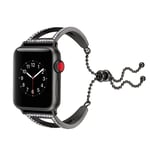 Apple Watch Series 4 40mm diamant dekorerat metall armband med kedje utrustat lås - Svart