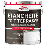 Revêtement Étanchéité Coloré - Résine étanche Terrasse et Toit Plat - Séchage 3H pour application en toute saison - ARCATHAN XTREM RAL 7001 Gris Foncé 17 Kg (jusqu'a 11m² pour 2 couches)