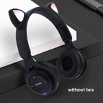 Casque sans fil Oreille de chat avec micro Blue-tooth Glow Light Stereo Bass Casques Enfants Gamer Girl Gifts PC Phone Gaming Headset-Noir sans boîte