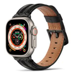 Tasikar Compatible pour Bracelet Apple Watch 42mm 44mm 45mm 46mm 49mm, Cuir Véritable Bande de Remplacement Compatible avec Apple Watch Ultra Series 10 9 8 7 6 5 4 3 2 1 SE (Noir)