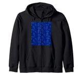 Climbing Vine Leaves In Burned Blue On Dark Blue Zip Hoodie