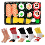 5 par Sushi-strumpor Mid Calf-strumpor Bomullsstrumpor Julstrumpor - Par Casual Strumpor Julgåva Presentask - CHUN  (FMY)