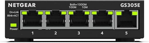 NETGEAR GS305E 5 Port Network Switch Gigabit Ethernet Managed Black Spliter